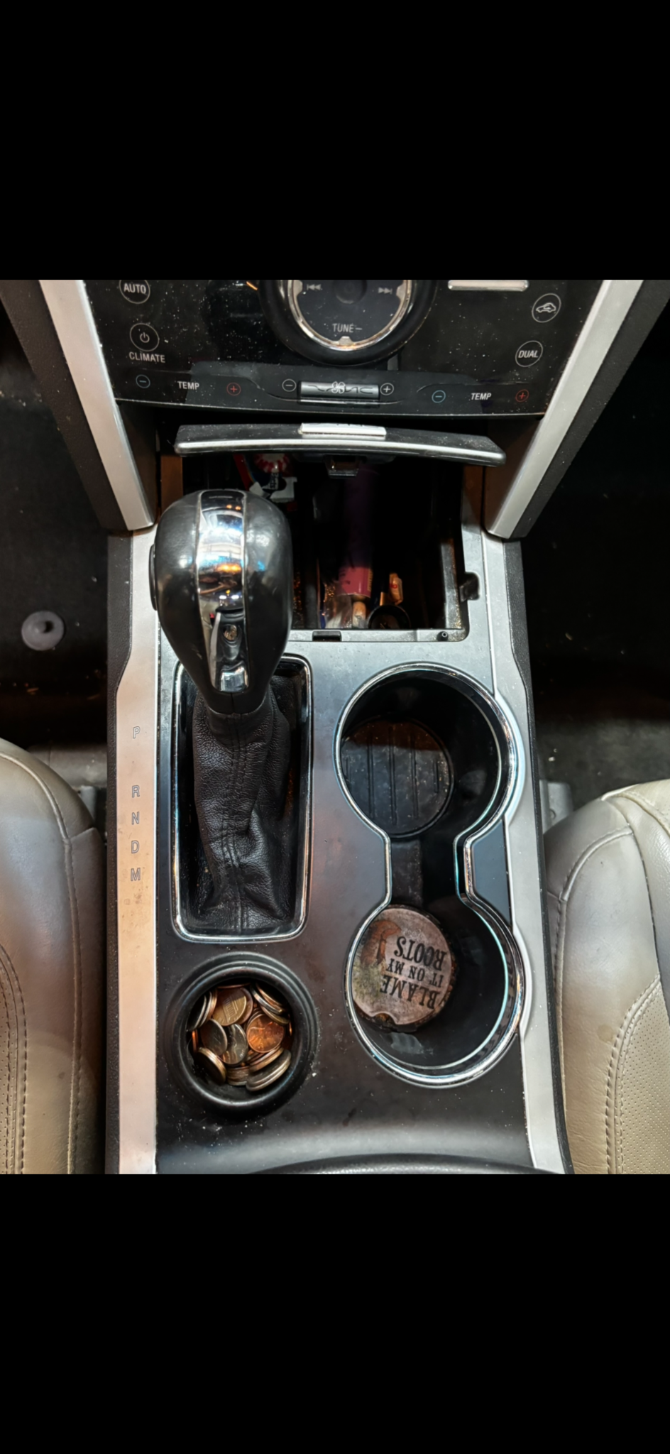 Detailed center console and gear selector
